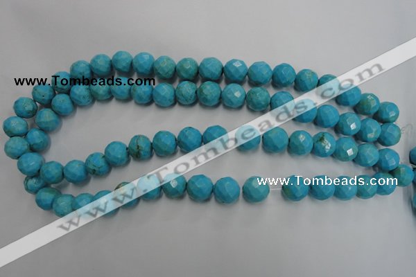 CWB434 15.5 inches 12mm faceted round howlite turquoise beads