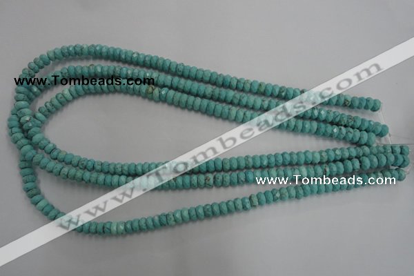 CWB440 15.5 inches 4*6mm faceted rondelle howlite turquoise beads