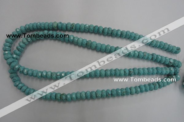 CWB443 15.5 inches 5*8mm faceted rondelle howlite turquoise beads