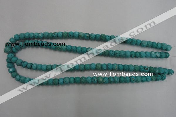 CWB444 15.5 inches 6*8mm faceted rondelle howlite turquoise beads