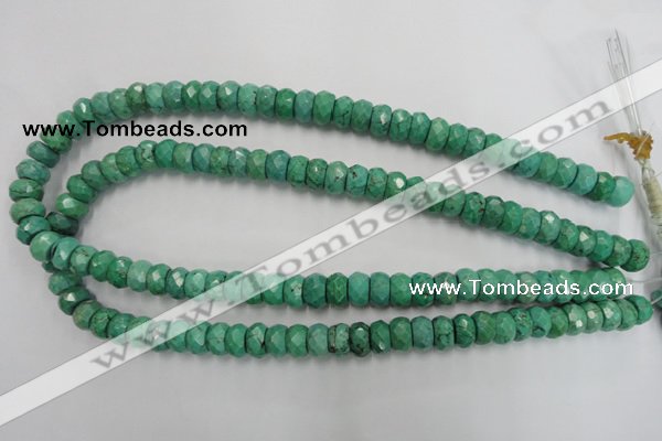 CWB445 15.5 inches 6*10mm faceted rondelle howlite turquoise beads