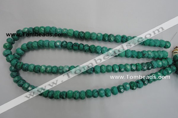 CWB446 15.5 inches 7*10mm faceted rondelle howlite turquoise beads