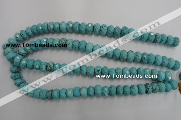 CWB447 15.5 inches 8*12mm faceted rondelle howlite turquoise beads