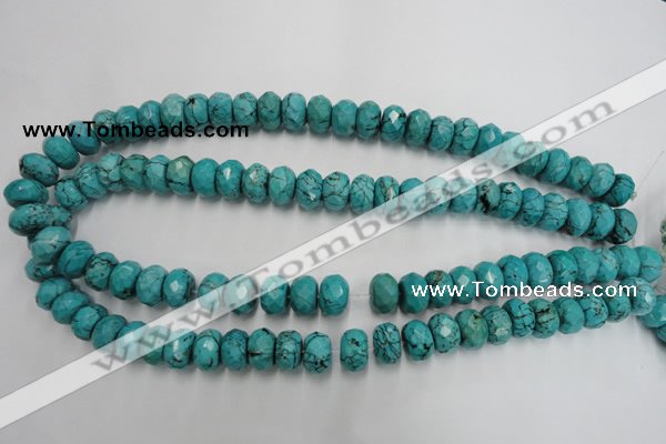 CWB448 15.5 inches 8*12mm faceted rondelle howlite turquoise beads