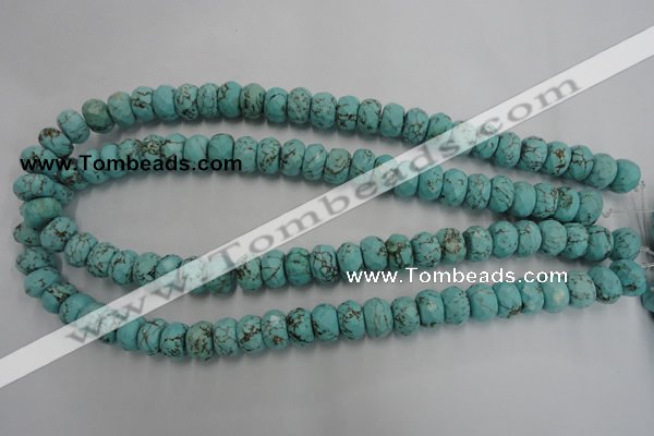 CWB449 15.5 inches 8*12mm faceted rondelle howlite turquoise beads