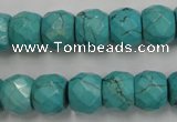 CWB450 15.5 inches 10*12mm faceted rondelle howlite turquoise beads