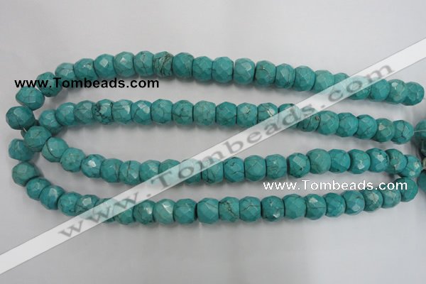 CWB450 15.5 inches 10*12mm faceted rondelle howlite turquoise beads