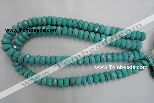 CWB451 15.5 inches 7*14mm faceted rondelle howlite turquoise beads