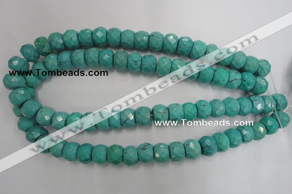 CWB452 15.5 inches 10*14mm faceted rondelle howlite turquoise beads