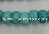 CWB454 15.5 inches 10*14mm faceted rondelle howlite turquoise beads