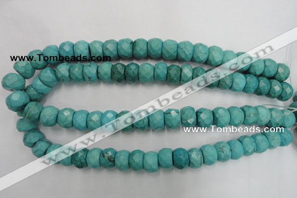 CWB454 15.5 inches 10*14mm faceted rondelle howlite turquoise beads