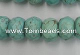 CWB457 15.5 inches 12*16mm faceted rondelle howlite turquoise beads