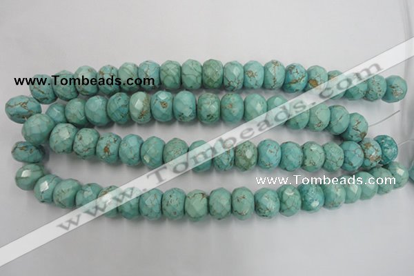 CWB457 15.5 inches 12*16mm faceted rondelle howlite turquoise beads