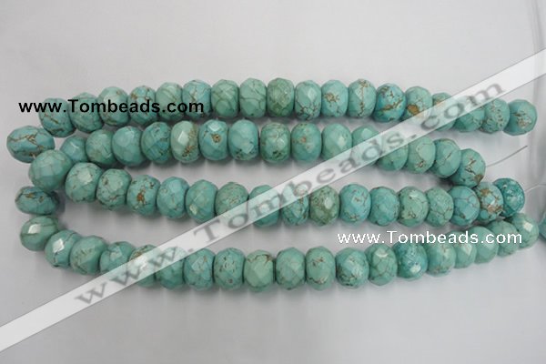 CWB457 15.5 inches 12*16mm faceted rondelle howlite turquoise beads