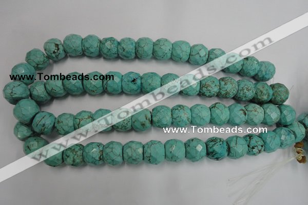 CWB458 15.5 inches 13*15mm faceted rondelle howlite turquoise beads