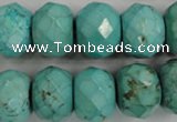 CWB459 15.5 inches 12*18mm faceted rondelle howlite turquoise beads