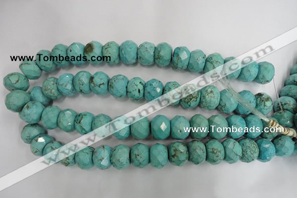 CWB459 15.5 inches 12*18mm faceted rondelle howlite turquoise beads