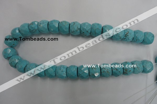 CWB461 15.5 inches 14*20mm faceted rondelle howlite turquoise beads