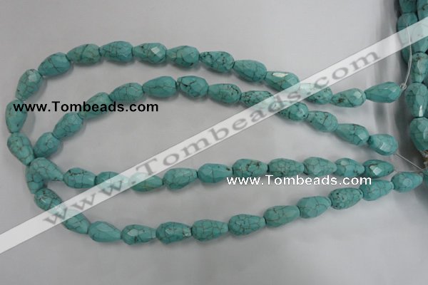 CWB471 15.5 inches 10*16mm faceted teardrop howlite turquoise beads