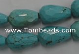 CWB473 15.5 inches 12*20mm faceted teardrop howlite turquoise beads