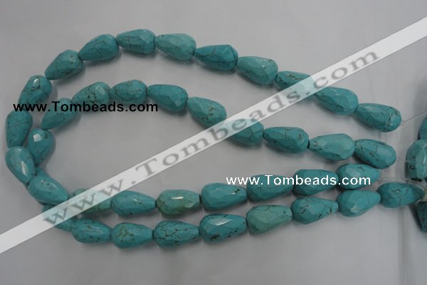 CWB473 15.5 inches 12*20mm faceted teardrop howlite turquoise beads