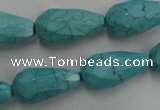 CWB474 15.5 inches 12*22mm faceted teardrop howlite turquoise beads