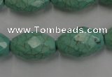 CWB484 15.5 inches 12*20mm faceted rice howlite turquoise beads