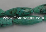 CWB487 15.5 inches 10*30mm faceted rice howlite turquoise beads