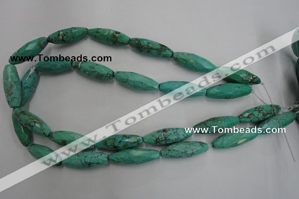 CWB487 15.5 inches 10*30mm faceted rice howlite turquoise beads