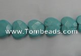 CWB491 15.5 inches 10*10mm faceted heart howlite turquoise beads