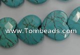 CWB495 15.5 inches 18*18mm faceted heart howlite turquoise beads