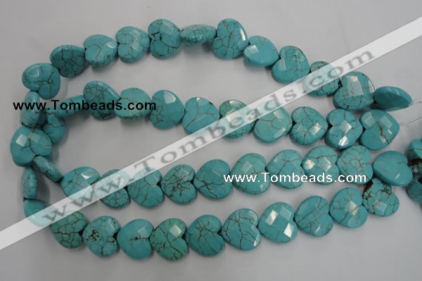 CWB495 15.5 inches 18*18mm faceted heart howlite turquoise beads