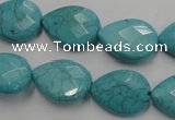 CWB504 15.5 inches 13*18mm faceted flat teardrop howlite turquoise beads