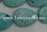 CWB506 15.5 inches 18*25mm faceted flat teardrop howlite turquoise beads