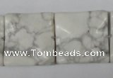 CWB62 15.5 inches 25*25mm wavy square natural white howlite beads