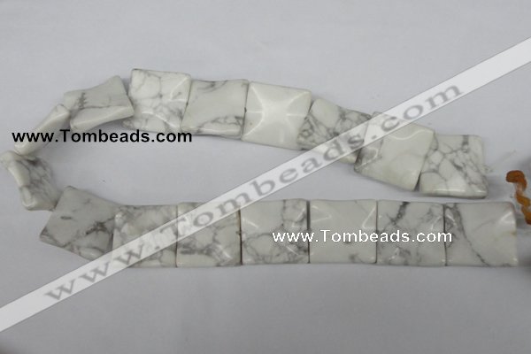 CWB62 15.5 inches 25*25mm wavy square natural white howlite beads