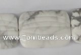 CWB63 15.5 inches 25*35mm carved rectangle natural white howlite beads