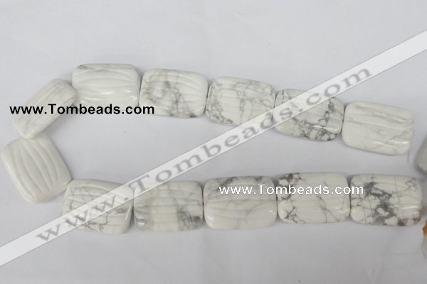 CWB63 15.5 inches 25*35mm carved rectangle natural white howlite beads