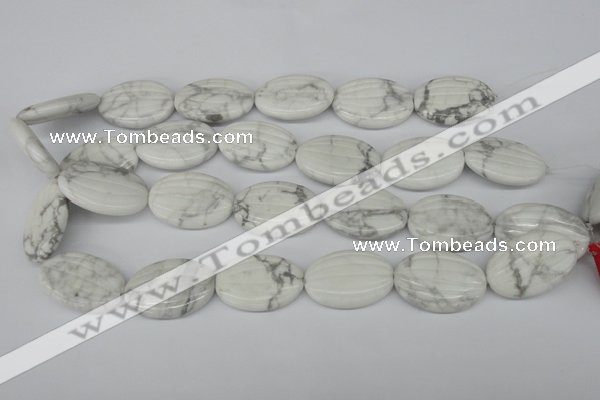 CWB68 15.5 inches 20*30mm carved oval natural white howlite beads