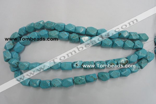 CWB688 15.5 inches 10*14mm faceted nuggets howlite turquoise beads