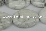 CWB69 15.5 inches 25*35mm carved oval natural white howlite beads