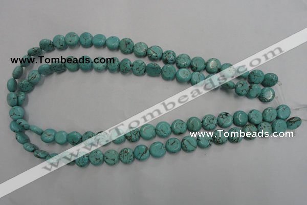 CWB701 15.5 inches 10mm flat round howlite turquoise beads