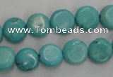 CWB702 15.5 inches 11mm flat round howlite turquoise beads