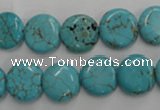 CWB703 15.5 inches 12mm flat round howlite turquoise beads