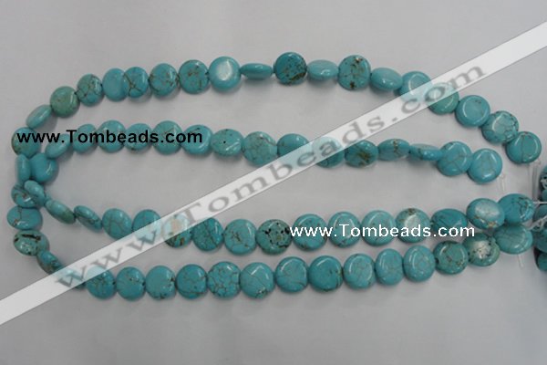 CWB703 15.5 inches 12mm flat round howlite turquoise beads