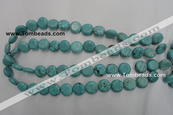 CWB704 15.5 inches 14mm flat round howlite turquoise beads