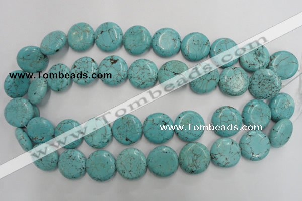 CWB707 15.5 inches 20mm flat round howlite turquoise beads