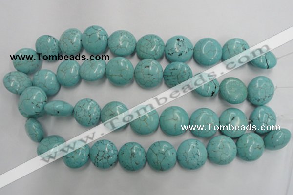 CWB710 15.5 inches 20mm flat round howlite turquoise beads