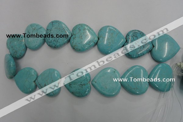 CWB720 15.5 inches 30*30mm heart howlite turquoise beads wholesale