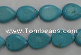 CWB722 15.5 inches 10*14mm flat teardrop howlite turquoise beads